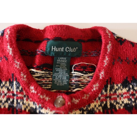 Vintage Hunt Club Button Down Sweater Cardigan Fair Isle Wool Blend Cottage L - Picture 12 of 12